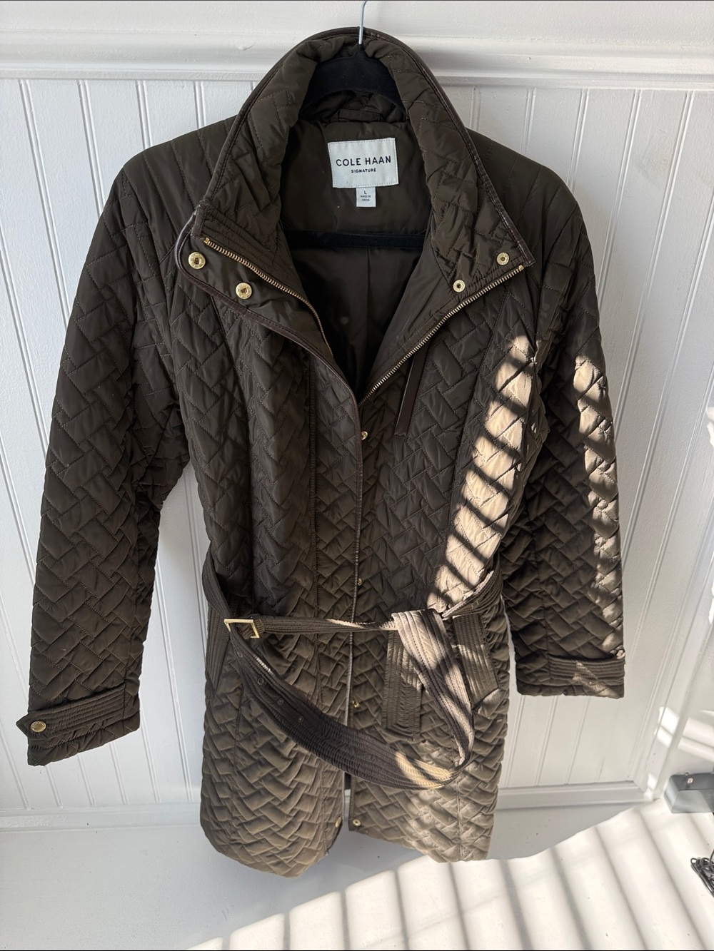 Cole Haan Quilted Belted Puffer Jacket - Brown